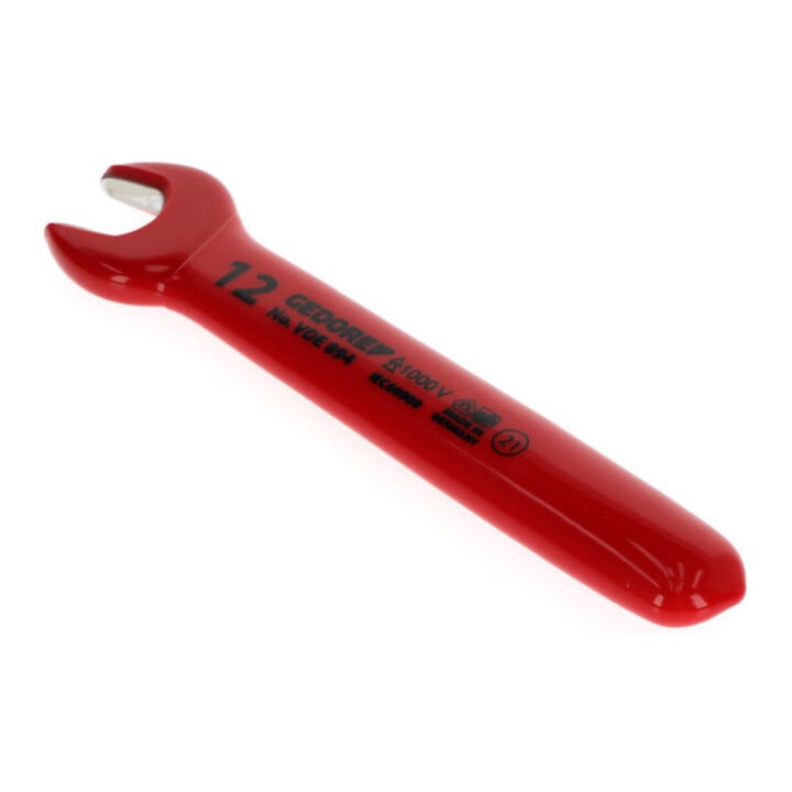 Gedore Clé plate à fourche VDE 12 mm isolée rouge/jaune jusqu’à 1000 V