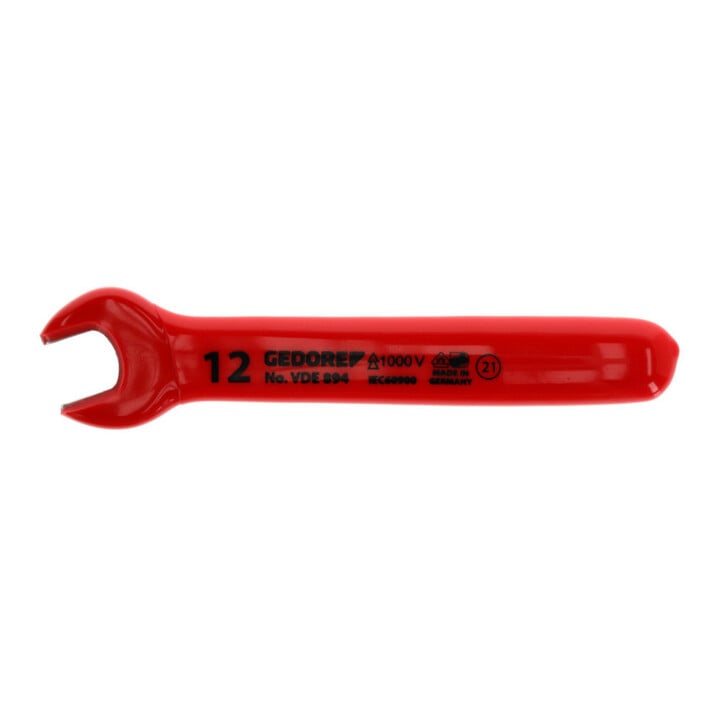 Gedore Clé plate à fourche VDE 12 mm isolée rouge/jaune jusqu’à 1000 V