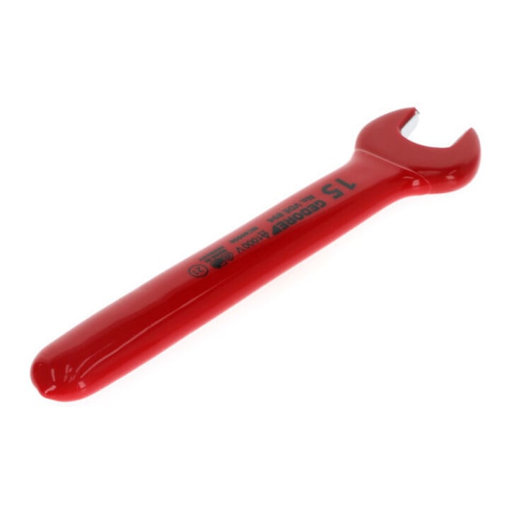 Gedore Clé plate à fourche VDE 15 mm isolée rouge/jaune jusqu’à 1000 V