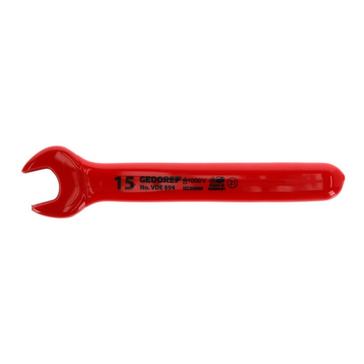 Gedore Clé plate à fourche VDE 15 mm isolée rouge/jaune jusqu’à 1000 V