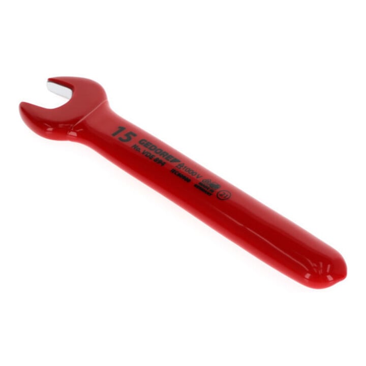 Gedore Clé plate à fourche VDE 15 mm isolée rouge/jaune jusqu’à 1000 V
