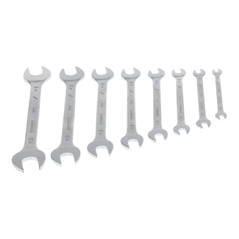 Gedore Doppelmaulschlüssel Satz, Set 8-teilig, SW 6-22 mm, metrisch, flach, Schraubenschlüssel Set, matt verchromt, 6-8