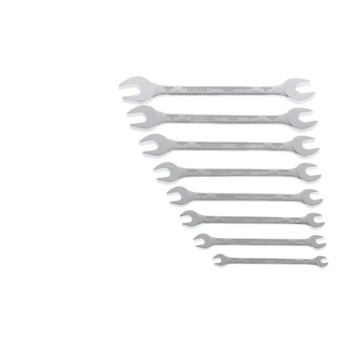 Gedore Doppelmaulschlüssel Satz, Set 8-teilig, SW 6-22 mm, metrisch, flach, Schraubenschlüssel Set, matt verchromt, 6-8