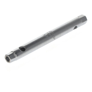 Gedore Doppelsteckschlüssel, 5,5 + 7 mm, 6-kant, 105 mm lang, Werkzeug für Muttern KFZ, 26 R 5,5x7, Stahl verchromt