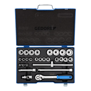 Gedore dopsleutelset 1/2, 28-delig, zeskant 10-36 mm''