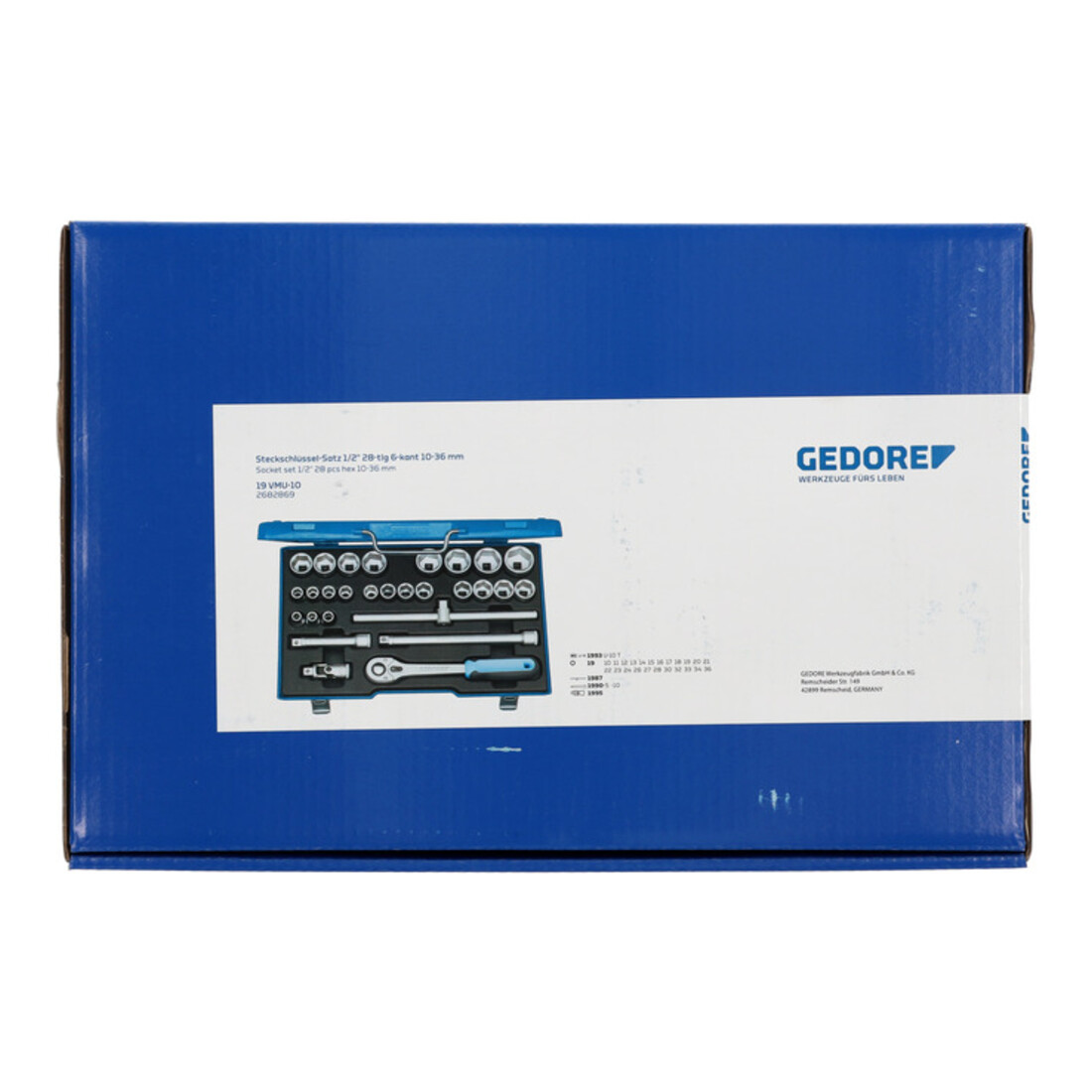Gedore dopsleutelset 1/2, 28-delig, zeskant 10-36 mm''