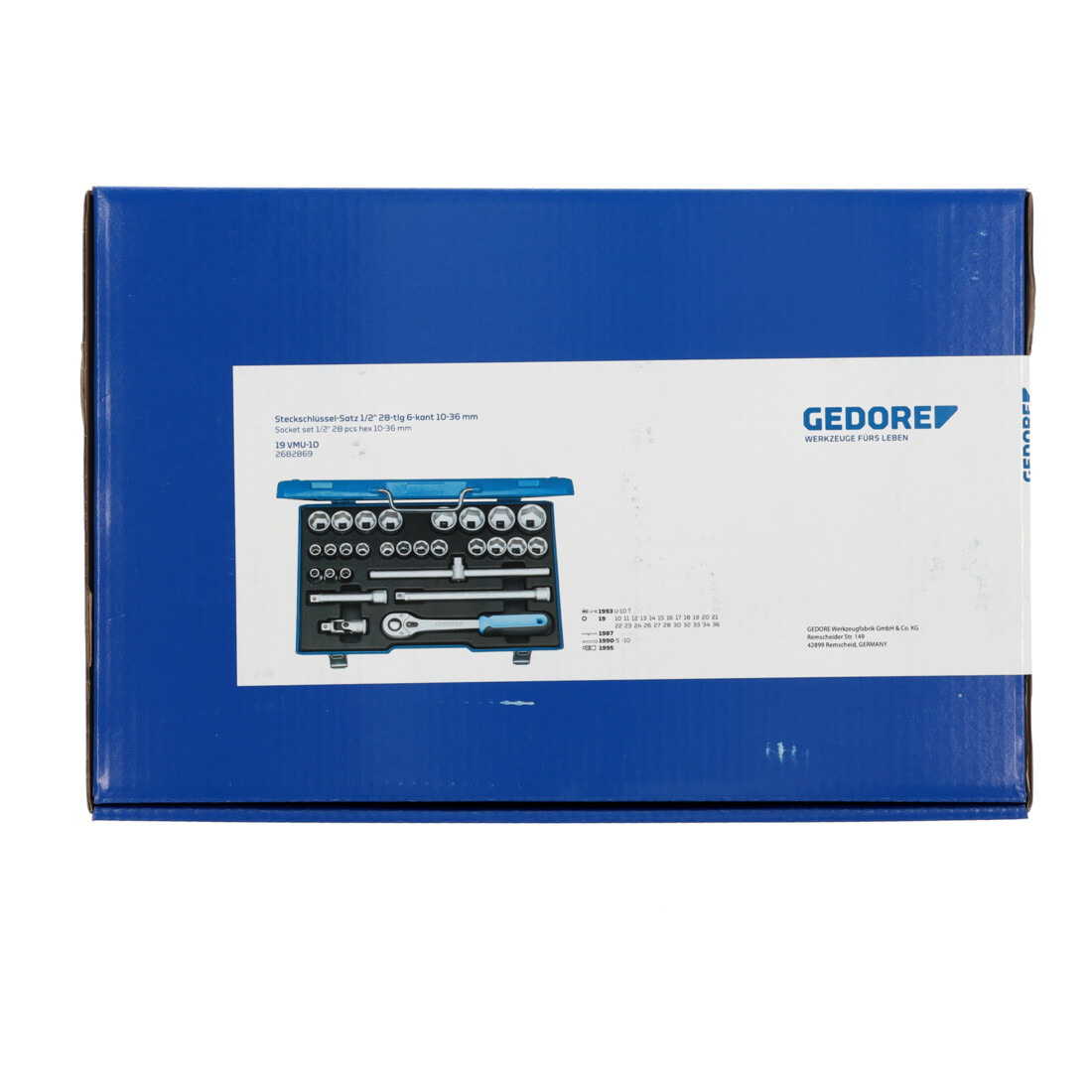 Gedore dopsleutelset 1/2, 28-delig, zeskant 10-36 mm''
