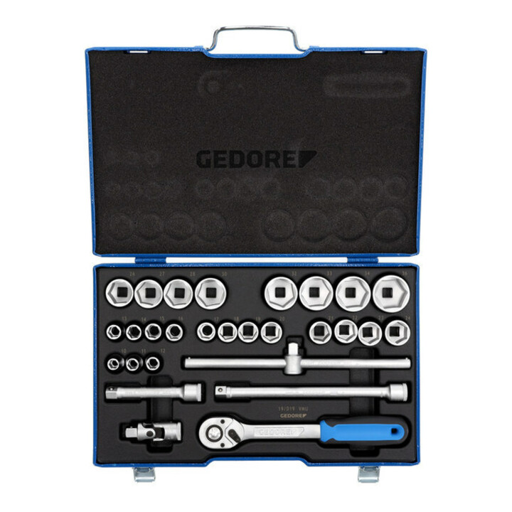 Gedore dopsleutelset 1/2, 28-delig, zeskant 10-36 mm''