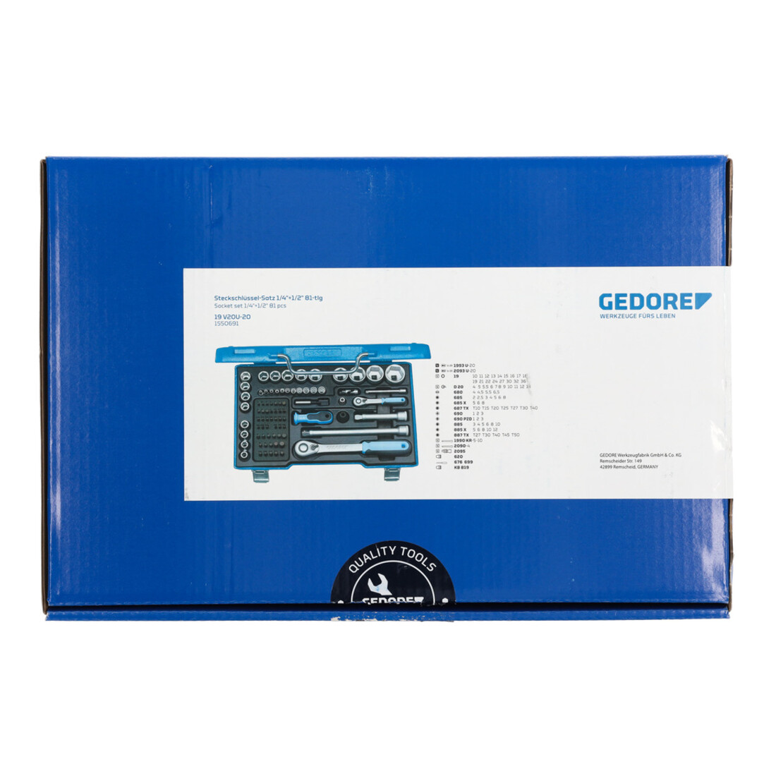 Gedore dopsleutelset 1/4"+1/2" 81-delig