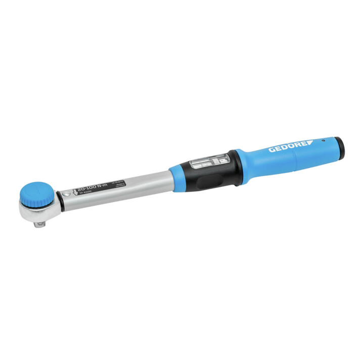Gedore Drehmomentschlüssel mit Vierkantantrieb, 1/2", umsteckbar, Einstellskala, 20-100 Nm, 403,2 mm lang, TF-K100