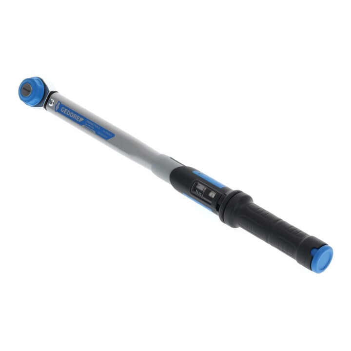 Gedore Dremaster Drehmomentschlüssel, 1/2 Zoll, 40-200 Nm, Pilzkopf-Umsteckvierkant mit Kugelsicherung, Stahlrohr, Silber/Schwarz/Blau