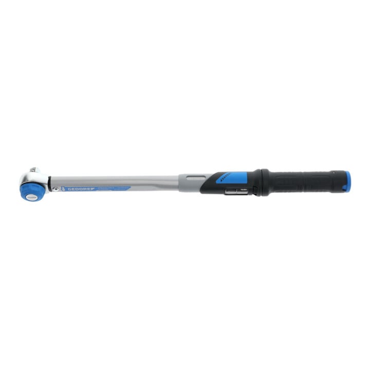Gedore Dremaster Drehmomentschlüssel, 1/2 Zoll, 40-200 Nm, Pilzkopf-Umsteckvierkant mit Kugelsicherung, Stahlrohr, Silber/Schwarz/Blau