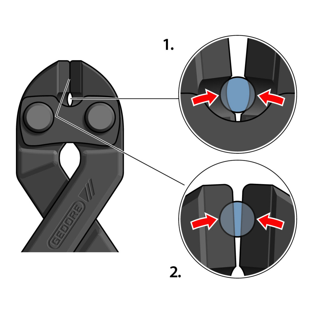 Gedore Einhand-boutensnijder, voor harde draden tot 5,5 mm, geringe kracht, antislipgreep, klein, 8340 Z-200 TL