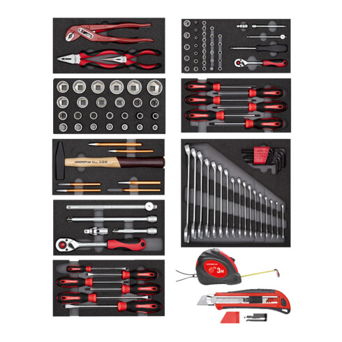 GEDORE Ensemble d'outils rouge dans servante GEDWorker 119 pièces, R21562005