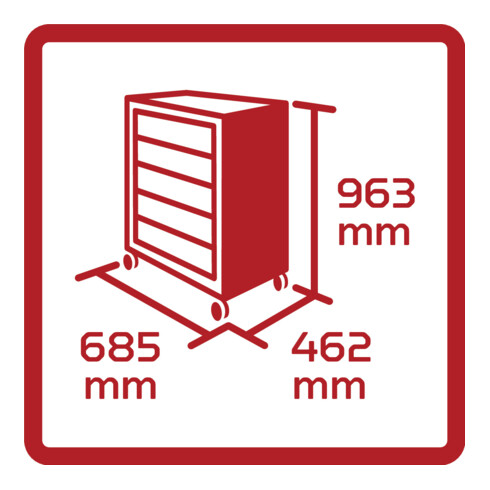 GEDORE Ensemble d'outils rouge dans servante GEDWorker 119 pièces, R21562005