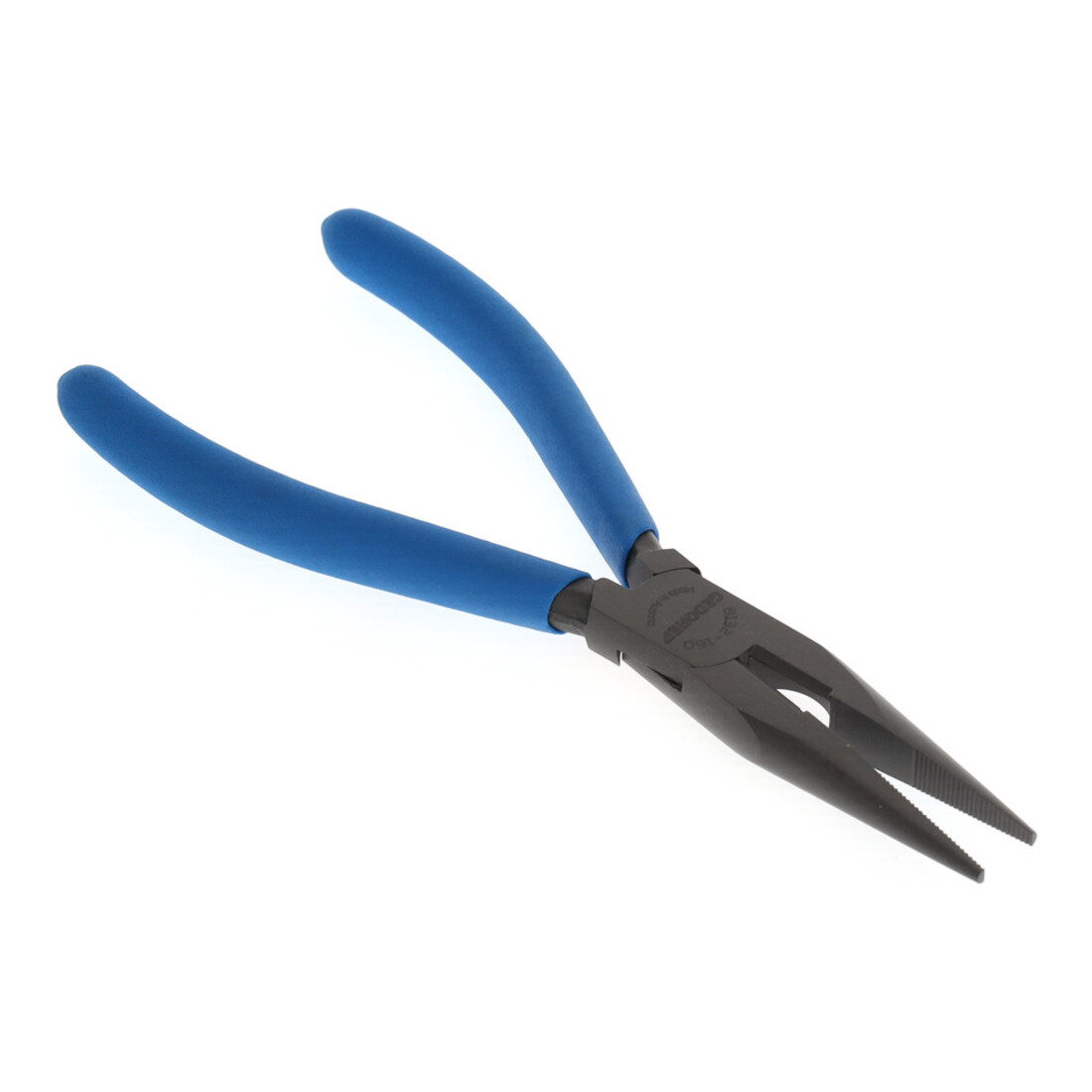 Gedore Flachrundzange, lange Backen, gezahnt, gerade, induktiv gehärtet, Antirutsch-Griff, Länge 160 mm, 8132-160 TL