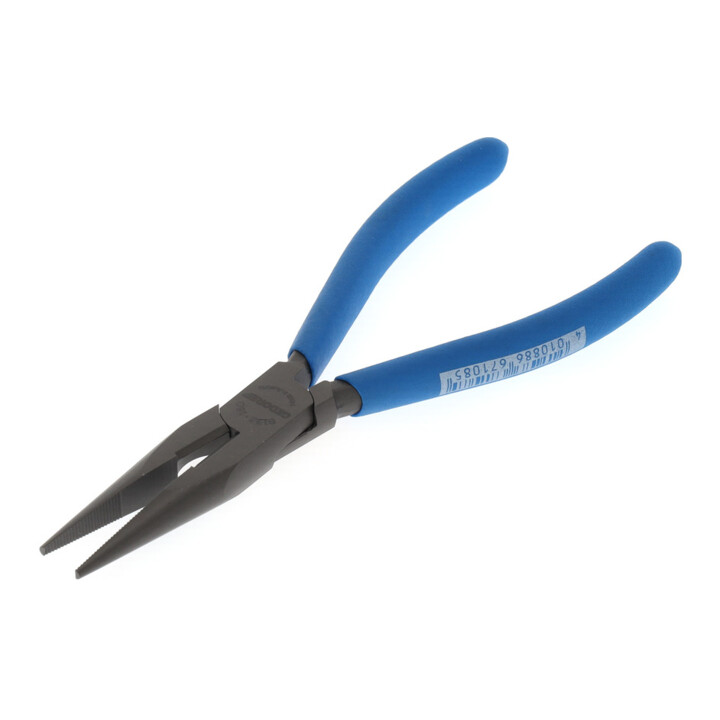 Gedore Flachrundzange, lange Backen, gezahnt, gerade, induktiv gehärtet, Antirutsch-Griff, Länge 160 mm, 8132-160 TL