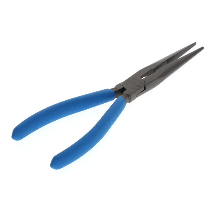 Gedore Flachrundzange, lange Backen, gezahnt, gerade, induktiv gehärtet, Antirutsch-Griff, Länge 200 mm, 8132-200 TL