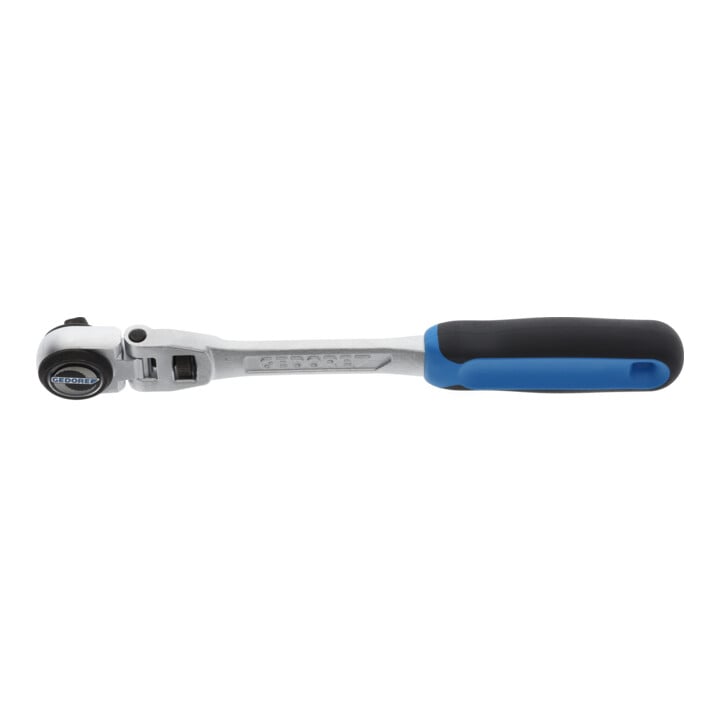 Gedore Gelenk-Hebelumschaltknarre, für 3/8 Zoll, 10 mm Antrieb, Schwenkkopf 180°, 5° Rückschwenkwinkel, 2K-Griff, 3093 GU-3