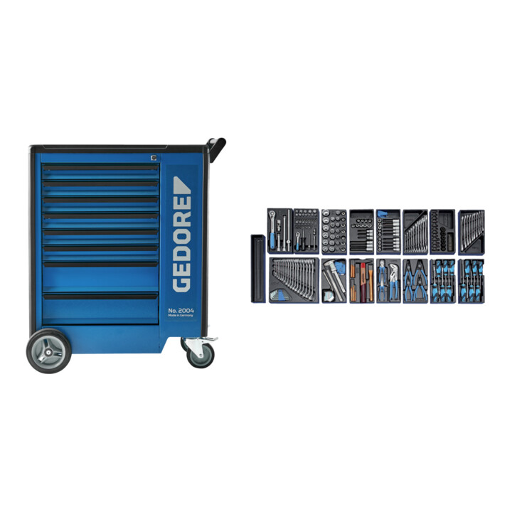 Gedore gereedschapswagen 1500 ES-02-2004 met 207-delig gereedschapsassortiment