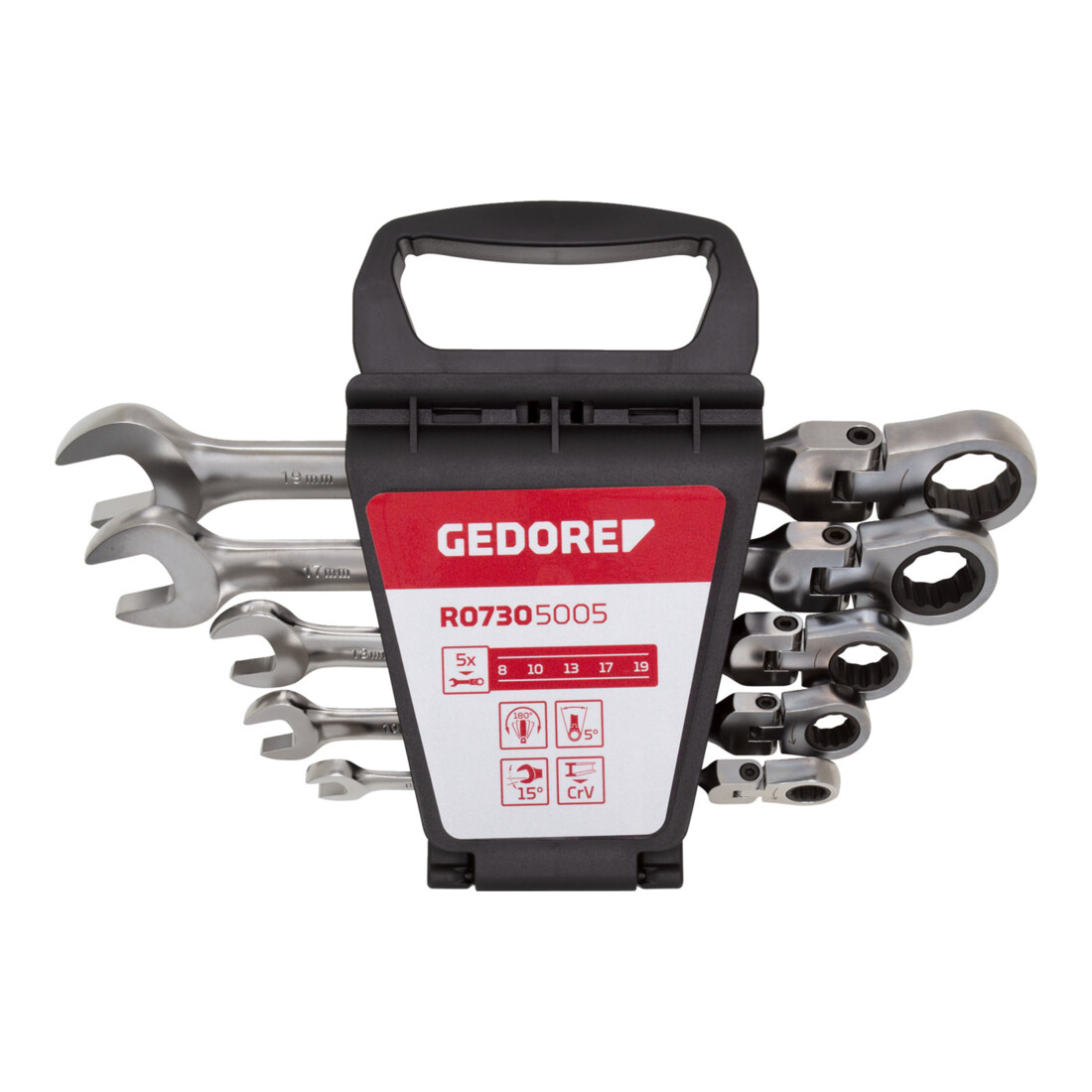 Gedore Jeu de clés à cliquet articulées SW 8-19 mm R07305005