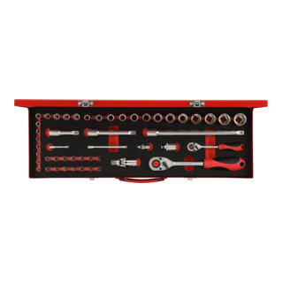 Gedore Jeu de clés à douille 1/4"+1/2" 49 pièces R46004049