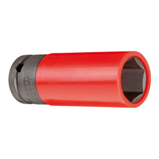 Gedore Kraft schraubereinsatz mit Schonhülse, Nuss 1/2" 12,5 mm Antrieb, 6-kant, SW 21 mm, Verkehrsrot, KFZ/Auto, K19 LS 21