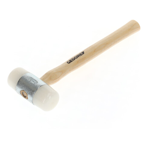 Gedore Martello in nylon con manico in legno, martello in pelle, Ø 50 mm, martello con manico in frassino, attrezzo forgiato, 225 E-50