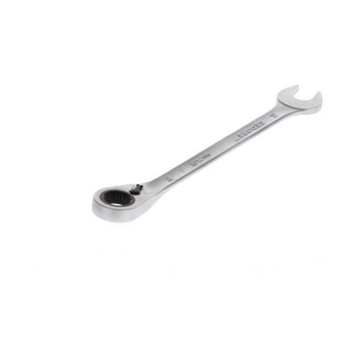 Gedore Maulschlüssel mit Ringratsche, umschaltbar, SW 24 mm, abgewinkelt, 12-kant, UD-Profil, Schraubenschlüssel, 7 UR 24