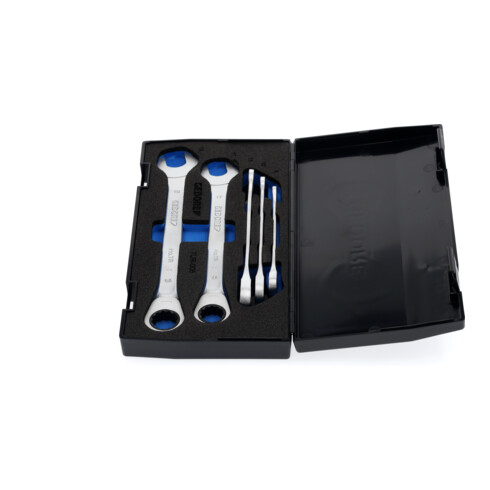 Gedore Maulschlüssel-Satz mit Ringratsche, Set 5-tlg, SW 8-19 mm, flach, Schraubenschlüssel Set, 7 R-005