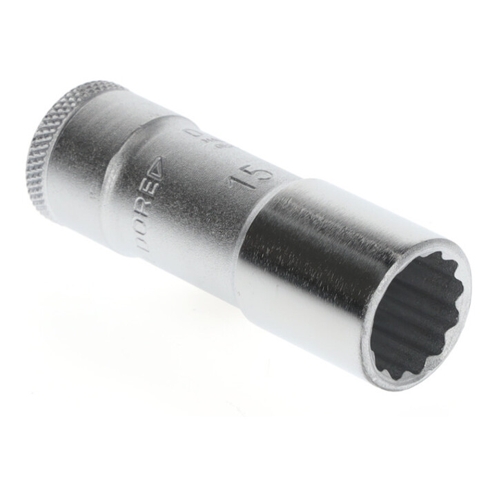 Gedore Nuss lang, 3/8'' 10 mm Antrieb, 12-kant, 15 mm Weite, Stahl verchromt