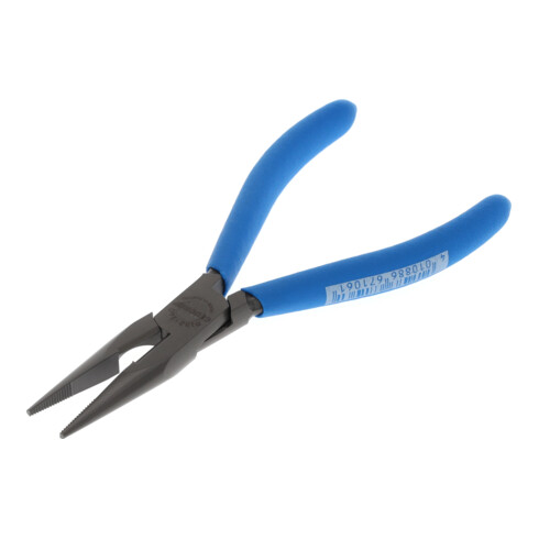 Gedore Pinza a becchi piatti e tondi, ganasce lunghe, dentata, dritta, indurita a induzione, impugnatura antiscivolo, lunghezza 140 mm, 8132-140 TL