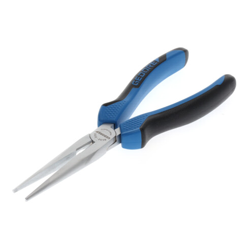 Gedore Pinza a becchi piatti e tondi, ganasce lunghe, dentata, dritta, indurita per induzione, manico bimateriale, lunghezza 200 mm, 8132-200 JC