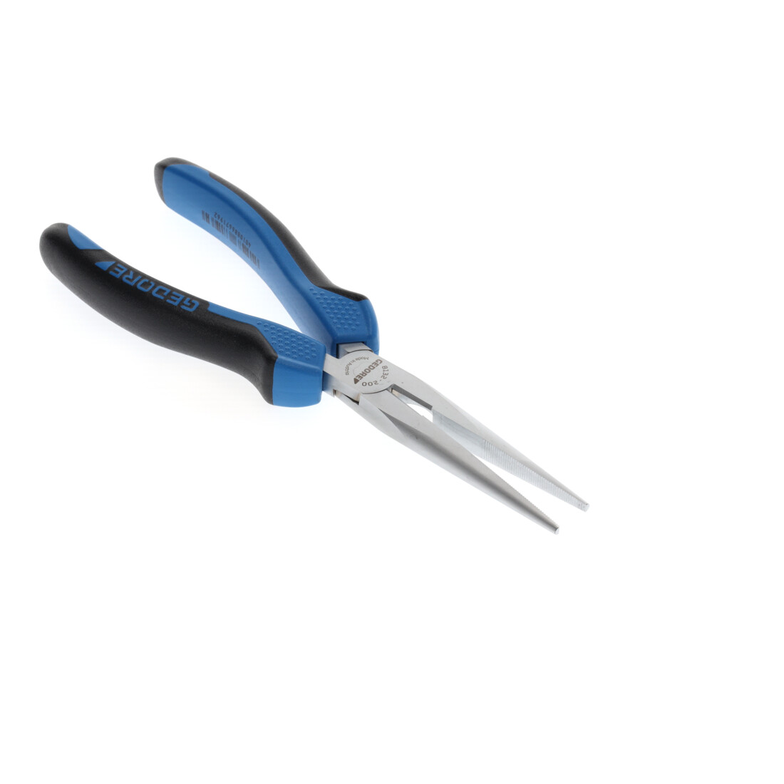 Gedore Pinza a becchi piatti e tondi, ganasce lunghe, dentata, dritta, indurita per induzione, manico bimateriale, lunghezza 200 mm, 8132-200 JC