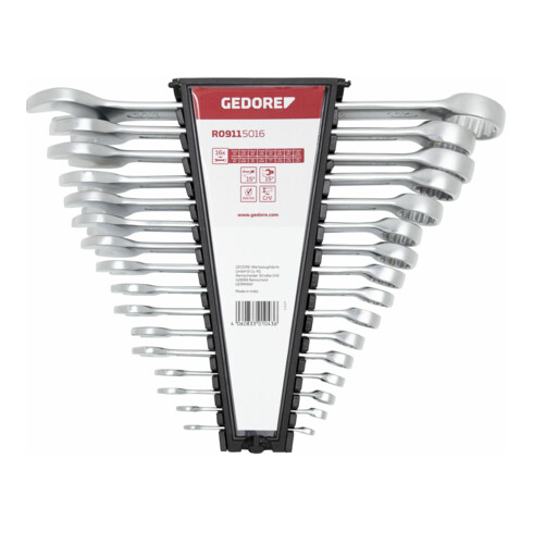 Gedore R09115016 Ring-steeksleutel set lengte AF 1/4"-1 1/4" 16-dlg.