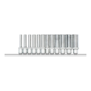 Gedore R41008012 Jeu de clés à douille 1/4" 6 pans + rail 12 pièces