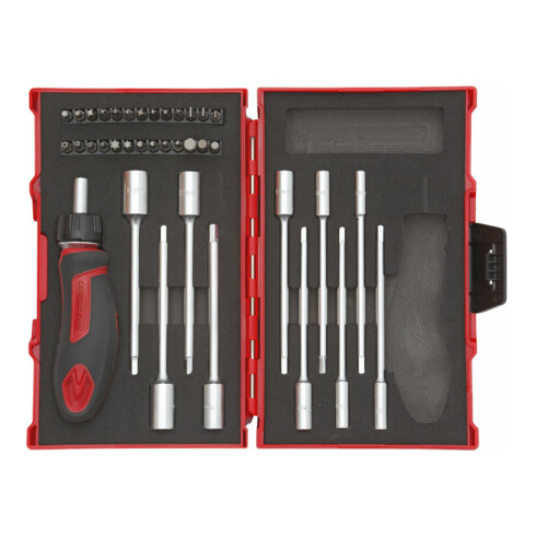 Gedore R49005037 Werkzeugsatz mit T-Griff-Knarre 1/4" 37-teilig