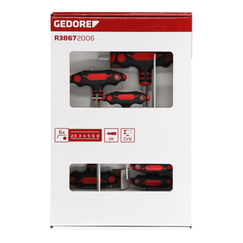 Gedore Red 2K T-Handvat Schroevendraaierset Hex 2.5-8mm