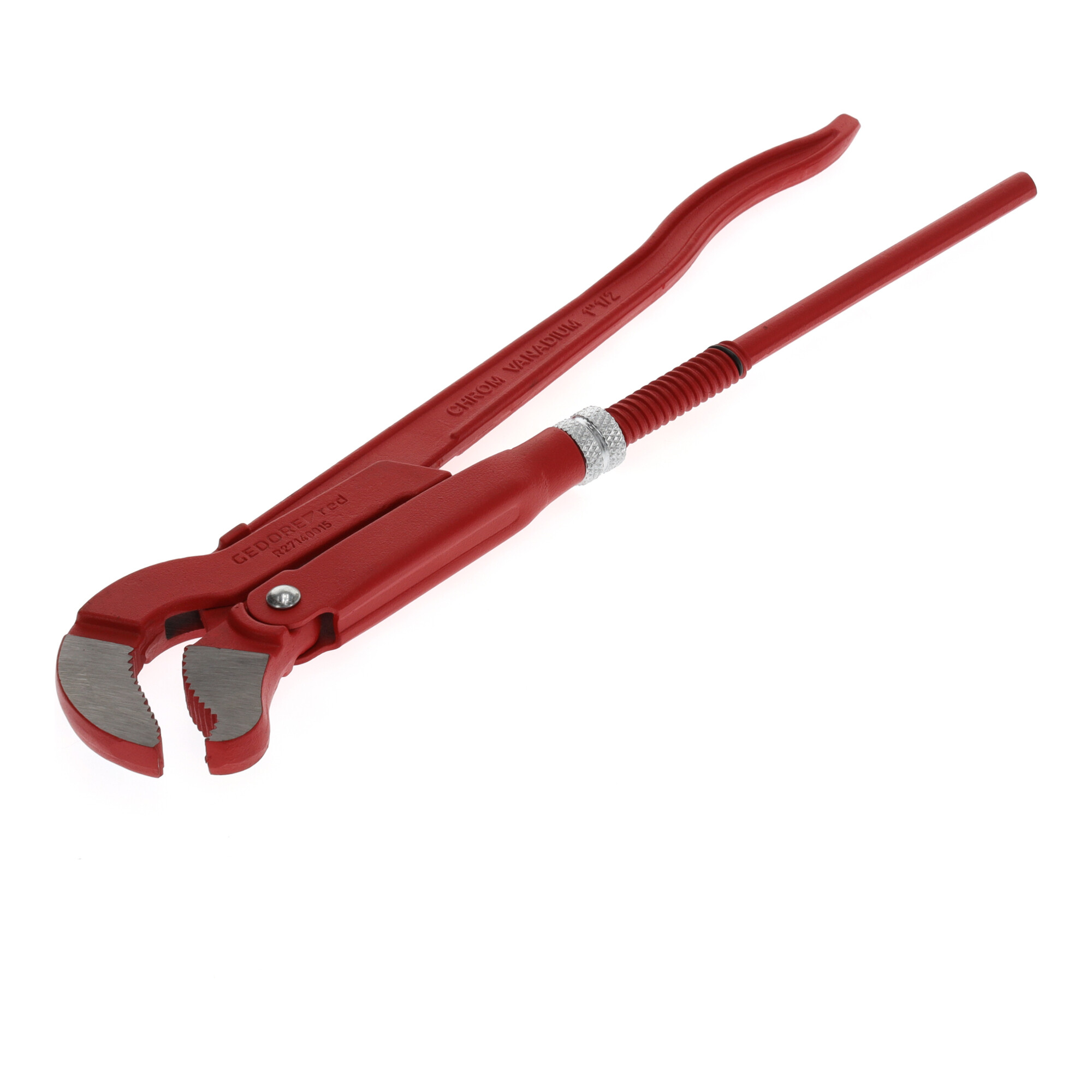 Gedore red 45° abgewinkelte Eck-Rohrzange, Spannweite 55 mm/1 1/2 Zoll, S-Maul, massiv, Zahnung versetzt, R27140015