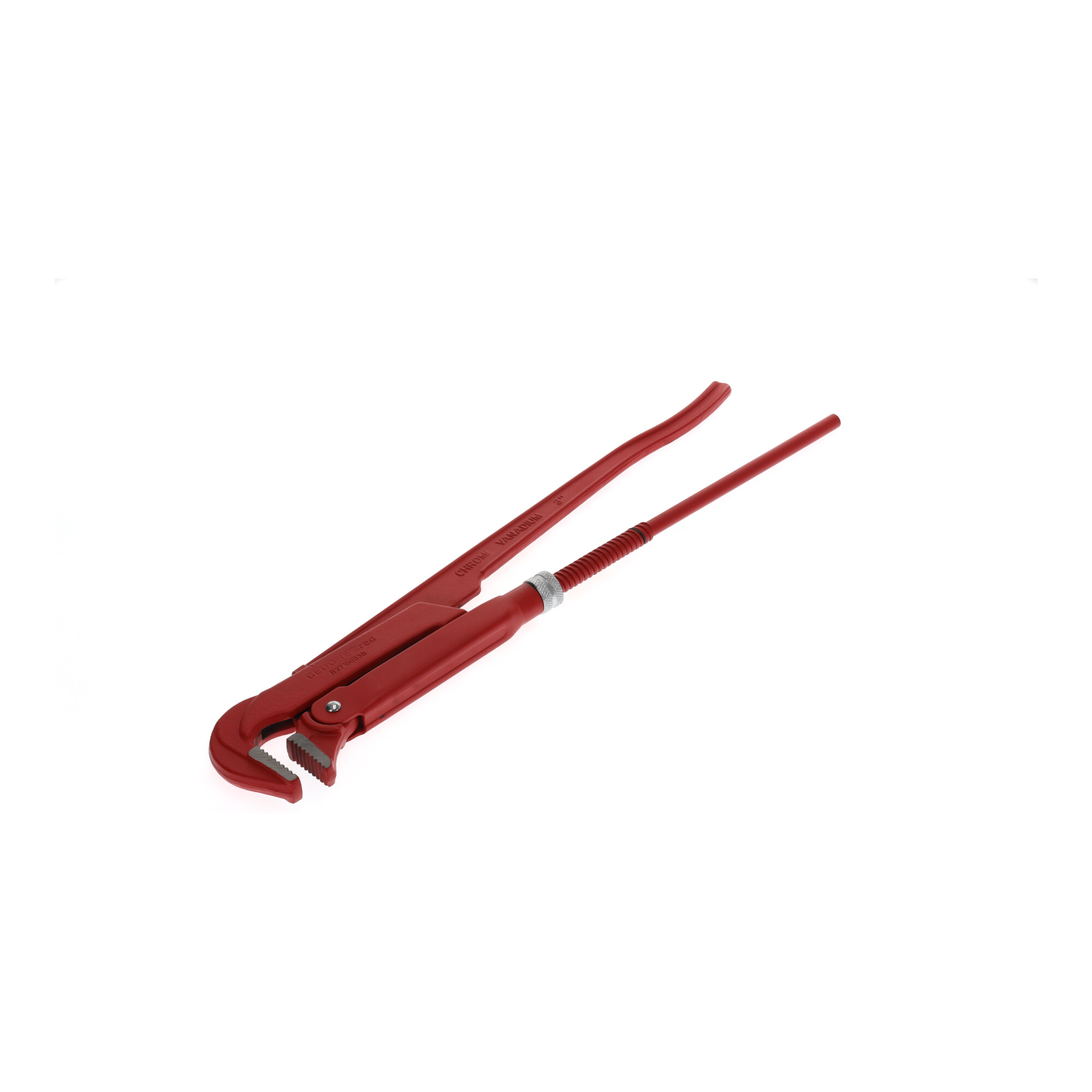Gedore red 90° abgewinkelte Rohrzange, Spannweite 103 mm/3 Zoll, schwedisch, massiv, Zahnung versetzt, R27100030