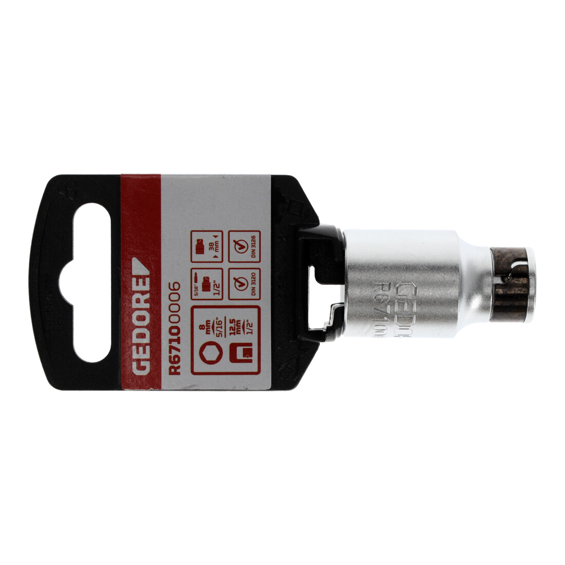 Gedore red Adaptateur d’embout pour douilles, entraînement carré 1/2", 12,5 mm, sortie hexagonale 5/16", 8 mm, R67100006