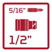 Gedore red Adaptateur d’embout pour douilles, entraînement carré 1/2", 12,5 mm, sortie hexagonale 5/16", 8 mm, R67100006-2