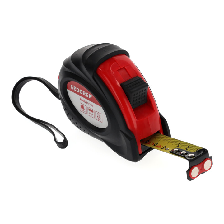 Gedore red Bandmaß, Rollmaßband, 8 m, Genauigkeitsklasse II, magnetisch, automatischer Bandeinzug, mit Metallclip, R94550008
