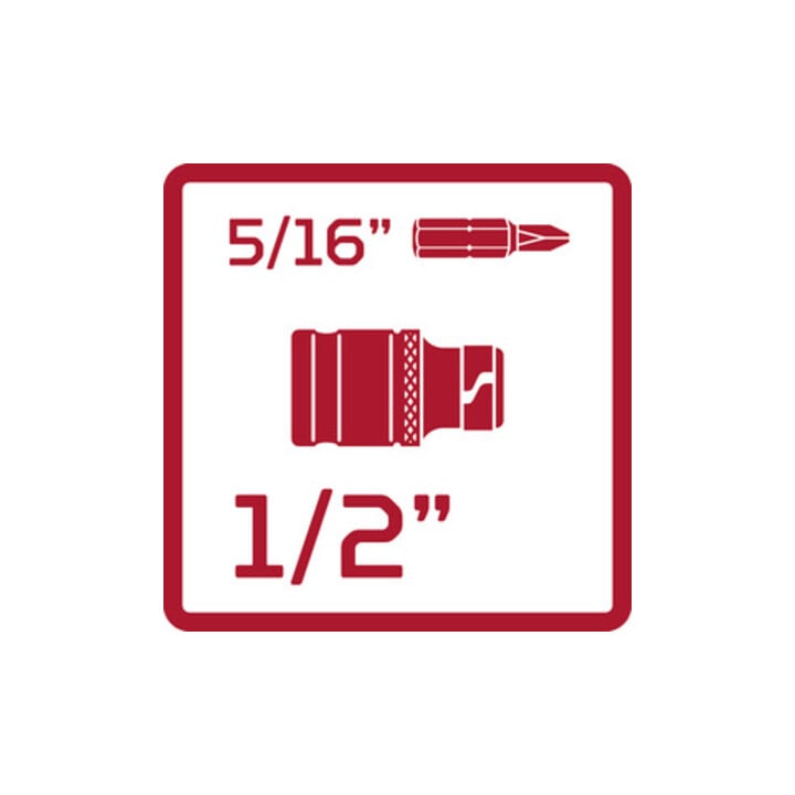 Gedore red Bit-Adapter für Steckschlüsseleinsätze, Antrieb 4-kant 1/2", 12,5 mm, Abtrieb 6-kant 5/16", 8 mm, R67100006