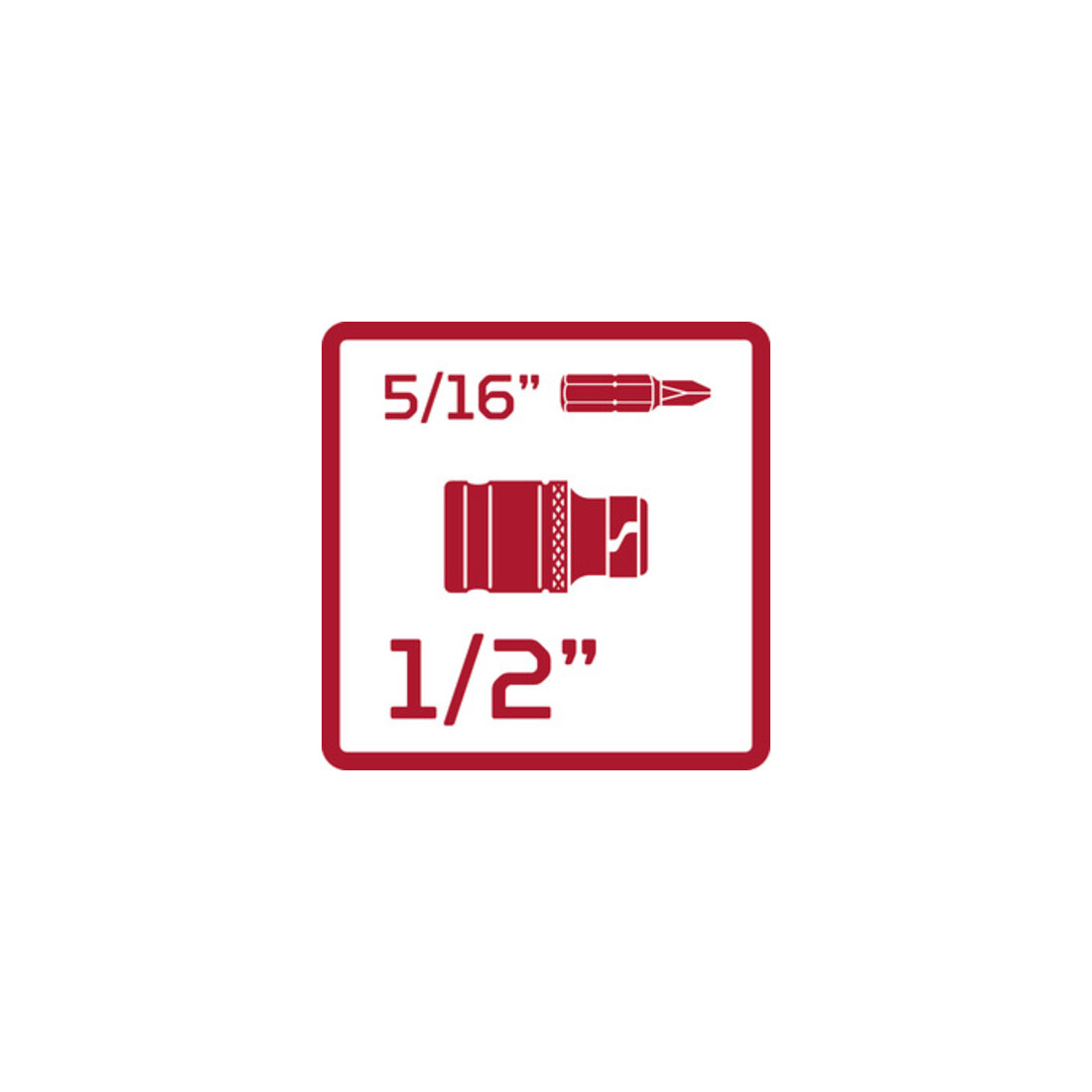 Gedore red Bit-Adapter für Steckschlüsseleinsätze, Antrieb 4-kant 1/2", 12,5 mm, Abtrieb 6-kant 5/16", 8 mm, R67100006