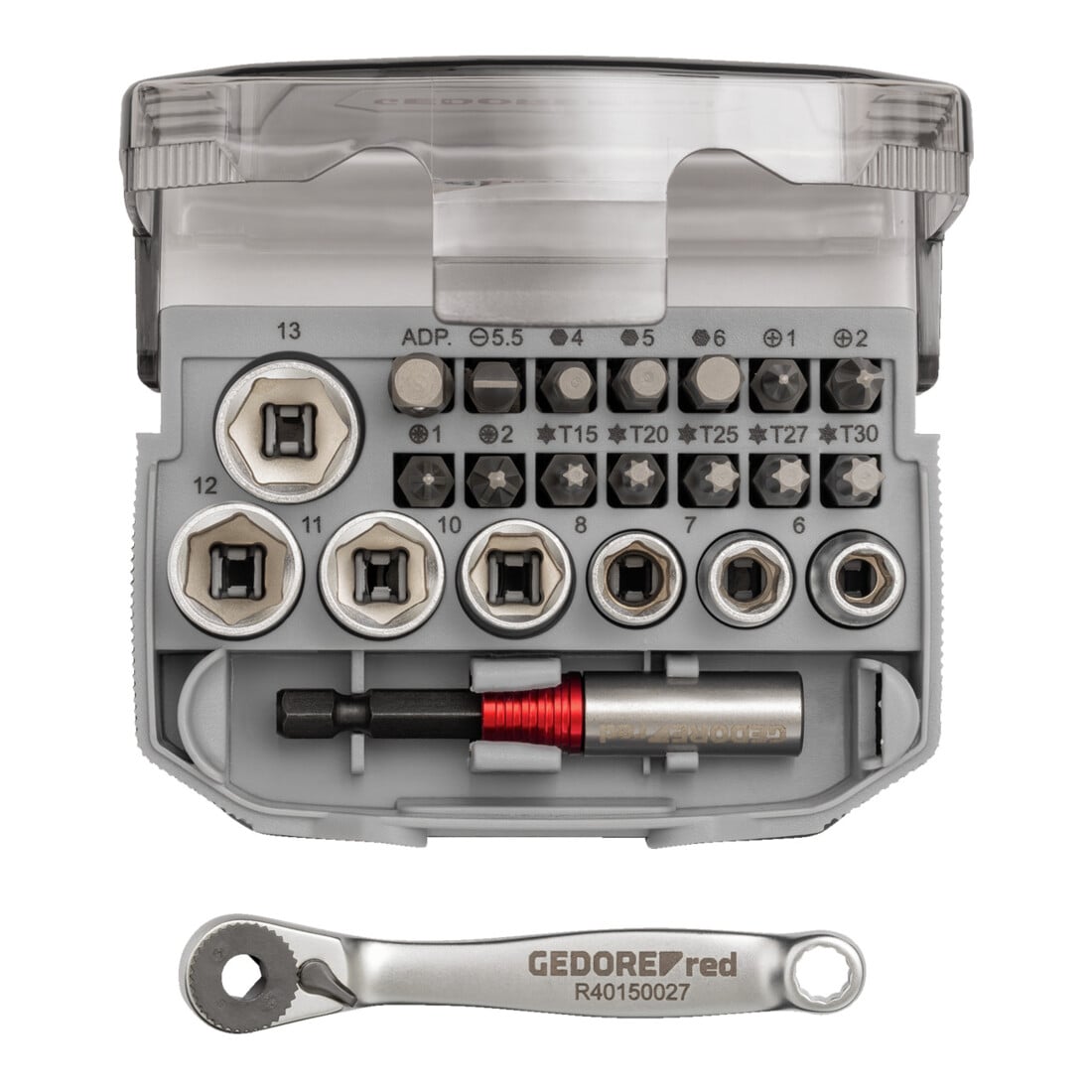 Gedore red Bit-Knarren-Satz, 23-teilig, Bit-Set mit Bit-Halter und Schraubendrehereinsätzen, 1/4", 6,3 mm, R49005023