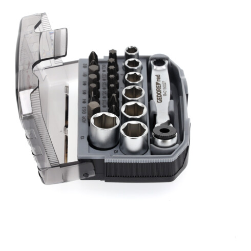 Gedore red Bit-Knarren-Satz, 23-teilig, Bit-Set mit Bit-Halter und Schraubendrehereinsätzen, 1/4", 6,3 mm, R49005023