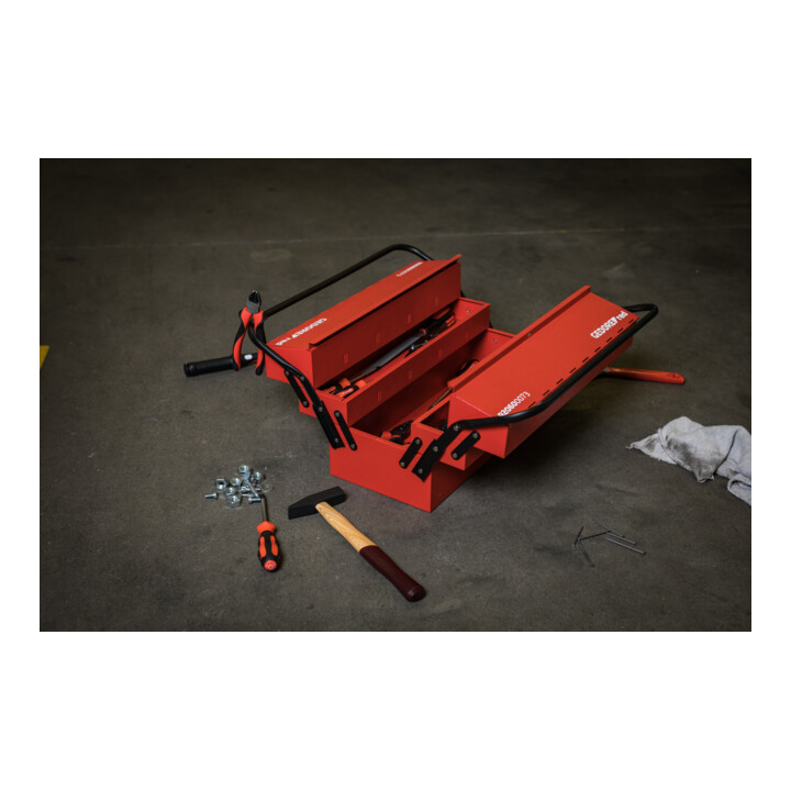 Gedore red Caisse à outils, 5 compartiments, grande, vide, dimensions (LxIxP) : 260x535x210 mm, rouge, tôle d'acier, boîte de tri, R20600073