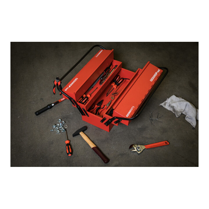 Gedore red Caisse à outils, 5 compartiments, grande, vide, dimensions (LxIxP) : 260x535x210 mm, rouge, tôle d'acier, boîte de tri, R20600073