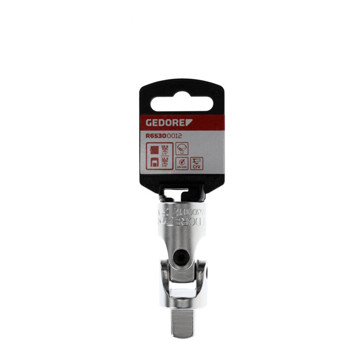 Gedore Red Cardan articulé, 1/2'' 12,5 mm carré, 66 mm long, adaptateur, outil, acier chromé mat, R45300012